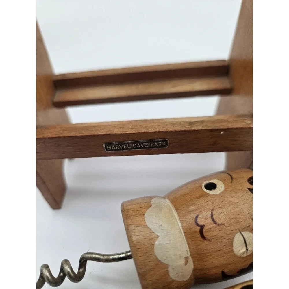 New York StateSalt & Pepper Shaker Bottle Opener Corkscrew Set Wood Vtg B7#32